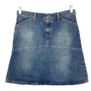 NWOT GAP Skirt 8 Denim Blue A Line Knee Pocket Zip Vintage
